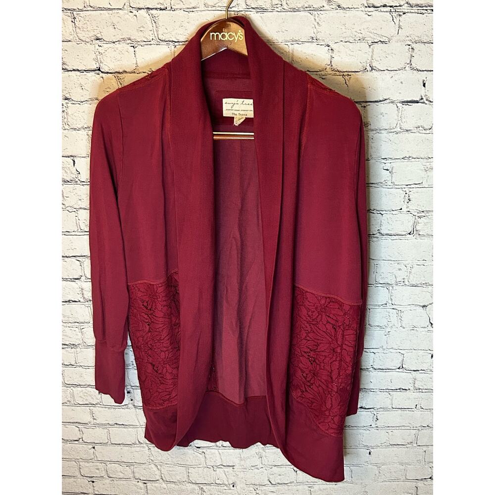 Evy's Tree The Tessa berry red lace sweater cardigan size XL long sleeve